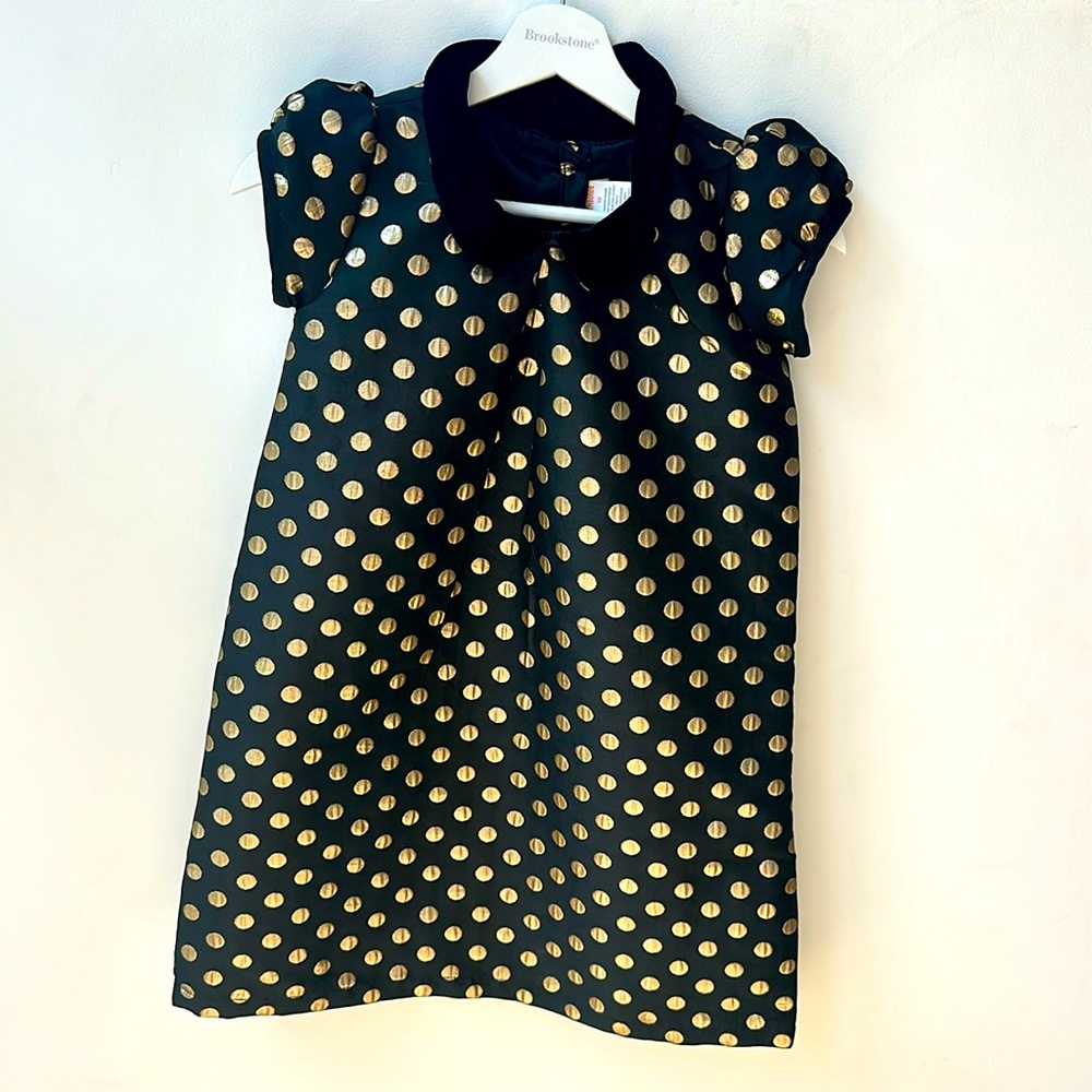 Gymboree Black and Golf Polka Dot Dress - Size 10